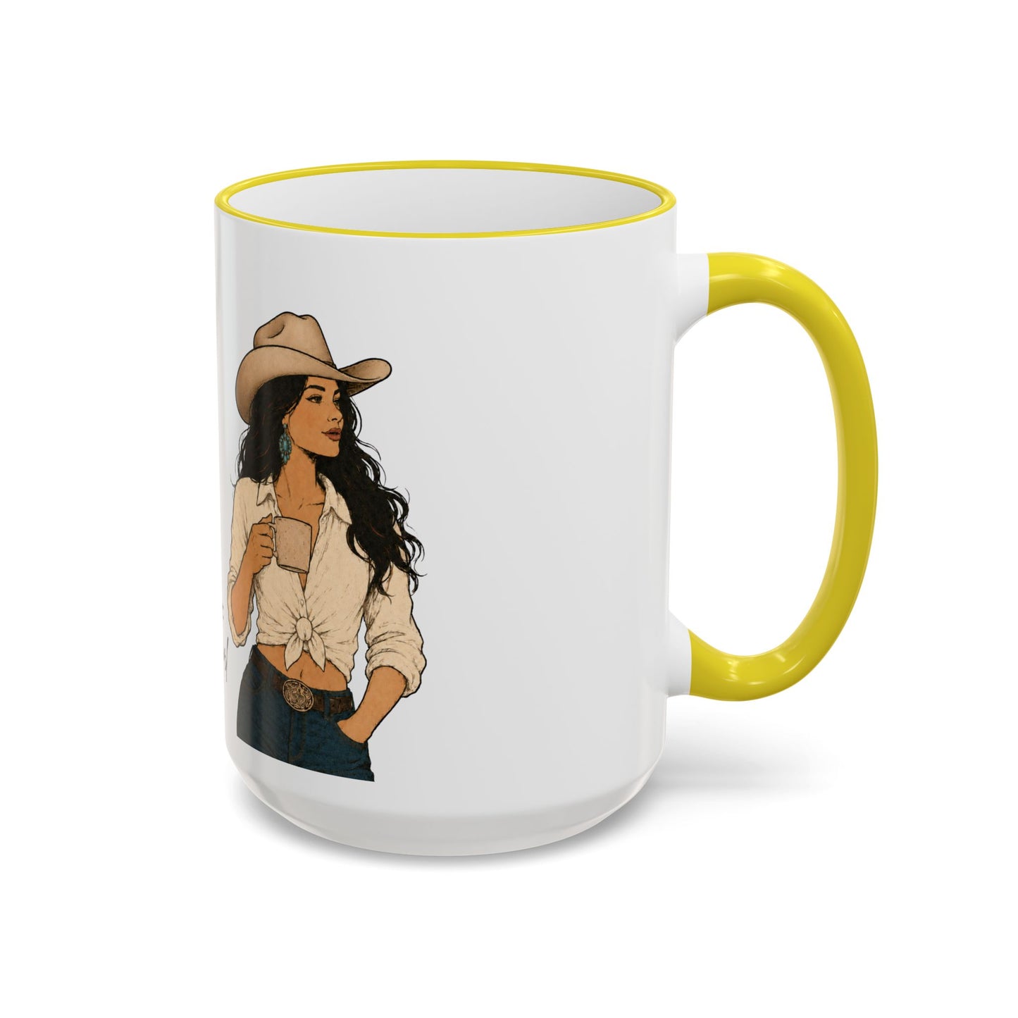 Cowgirl Coffee Mug – "A Little Bit of Caffeine, A Whole Lot of Cowgirl" Accent Rim & Handle