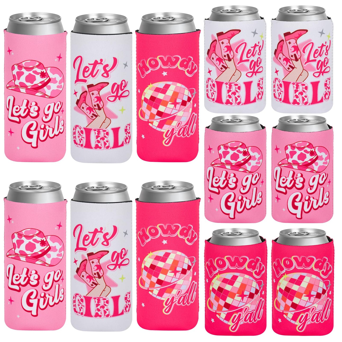 Cowgirl Disco Can Cooler 12-Pack | Western Bachelorette Party Supplies | Fredericksburg Girls Trip Favors