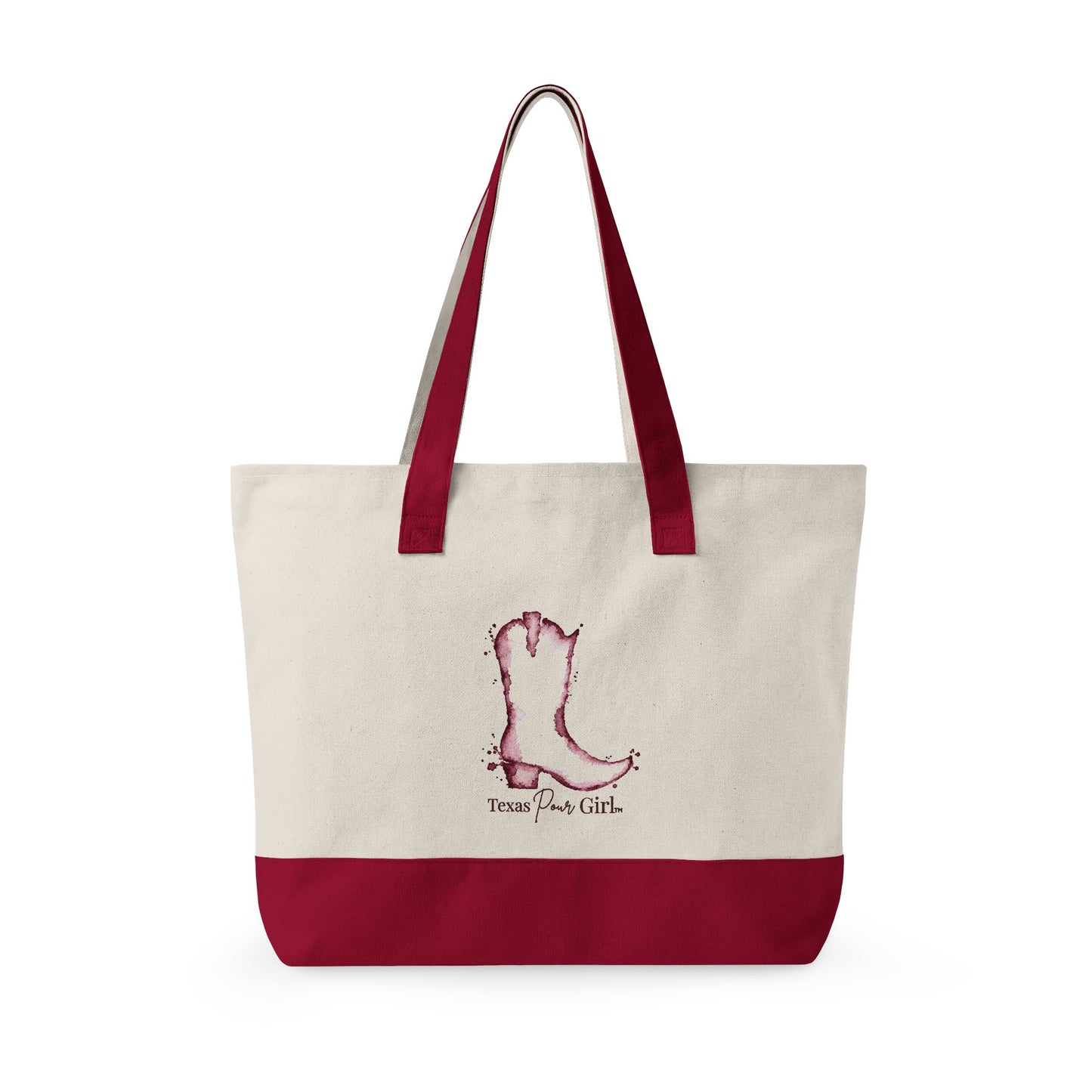 Canvas Tote Bag — Wine Splash 'My Wine Has a Texas Accent' Zippered Tote