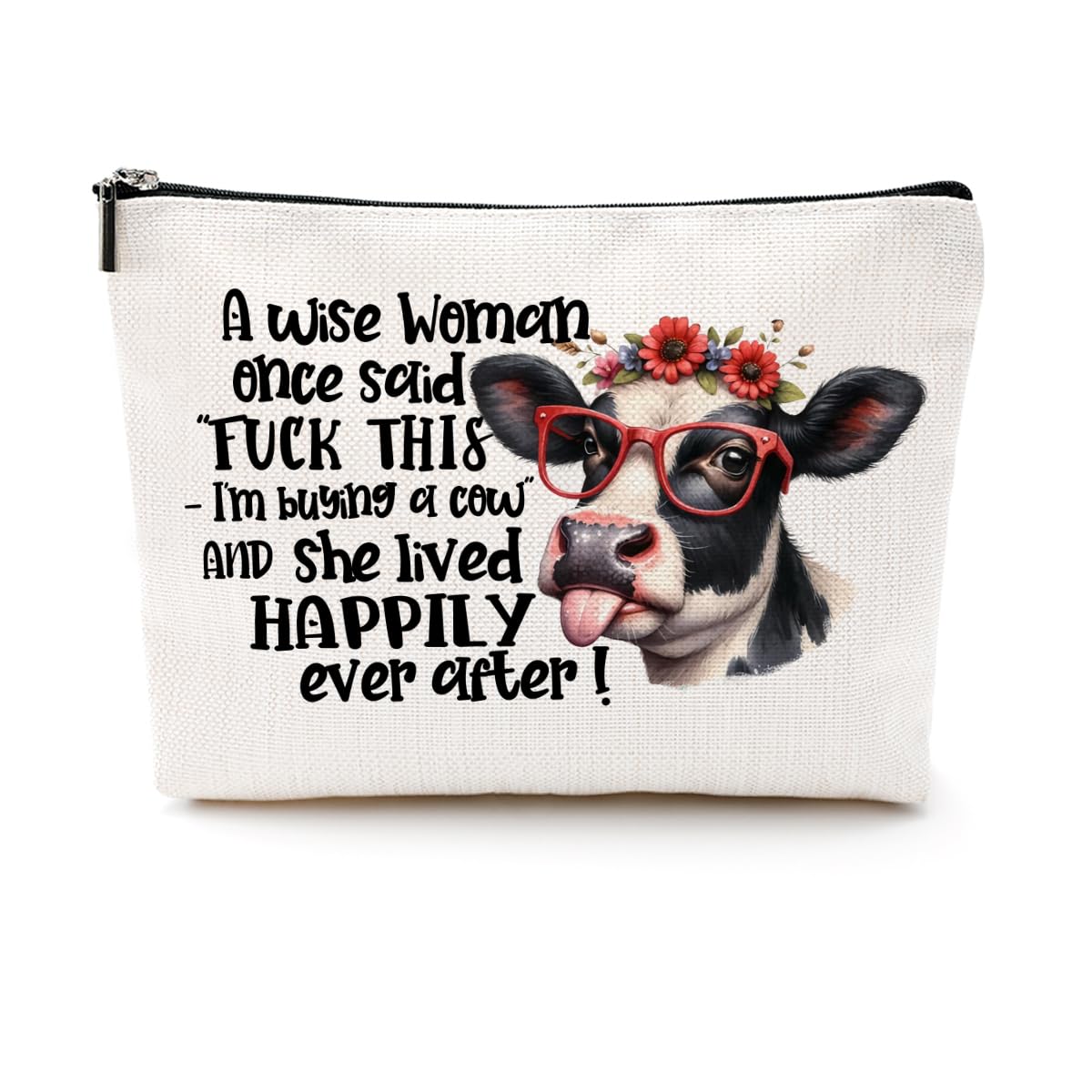 Cow Print Makeup Bag | Western Cosmetic Bag for Women | Waterproof Cowgirl Travel Pouch