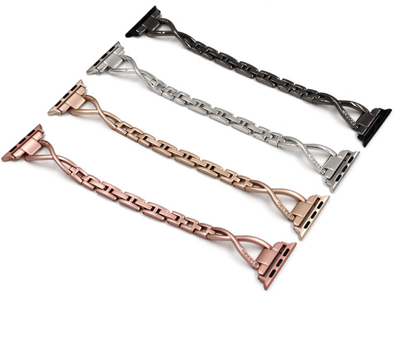 Chic X-link metal Apple Watch band that turns your everyday watch into a statement accessory.