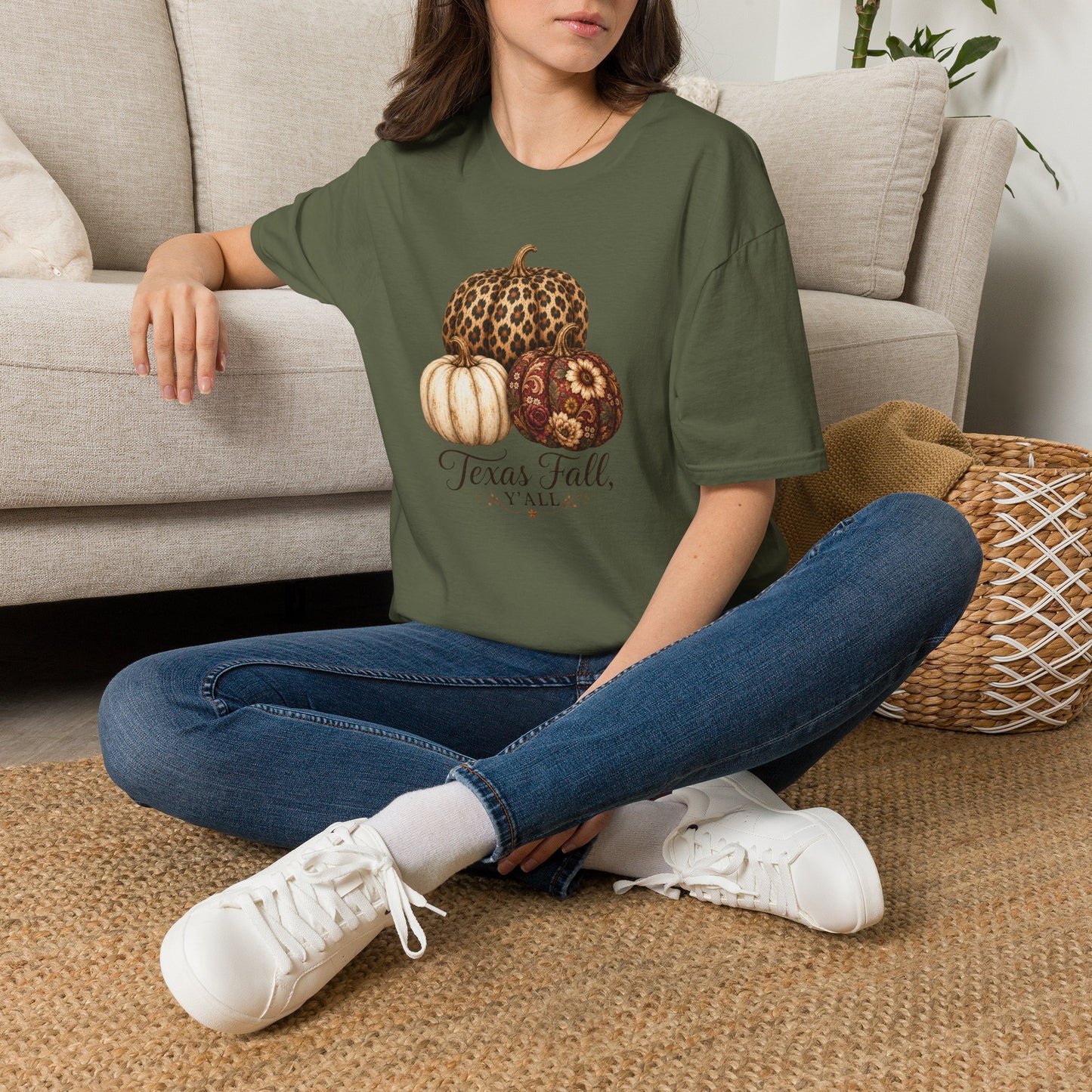 Fall Pumpkin Trio T-Shirt — “Texas Fall Y’all” Autumn Graphic Tee