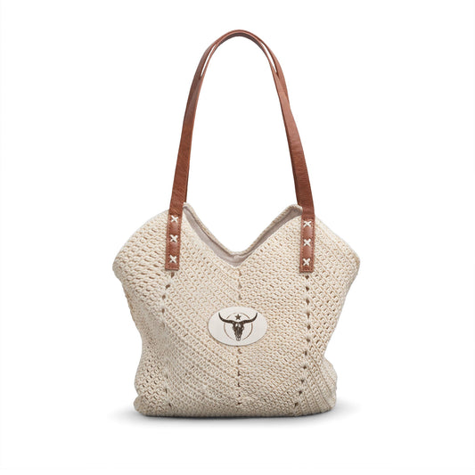 Hill Country Straw Shoulder Bag — Boho Woven Beach Tote