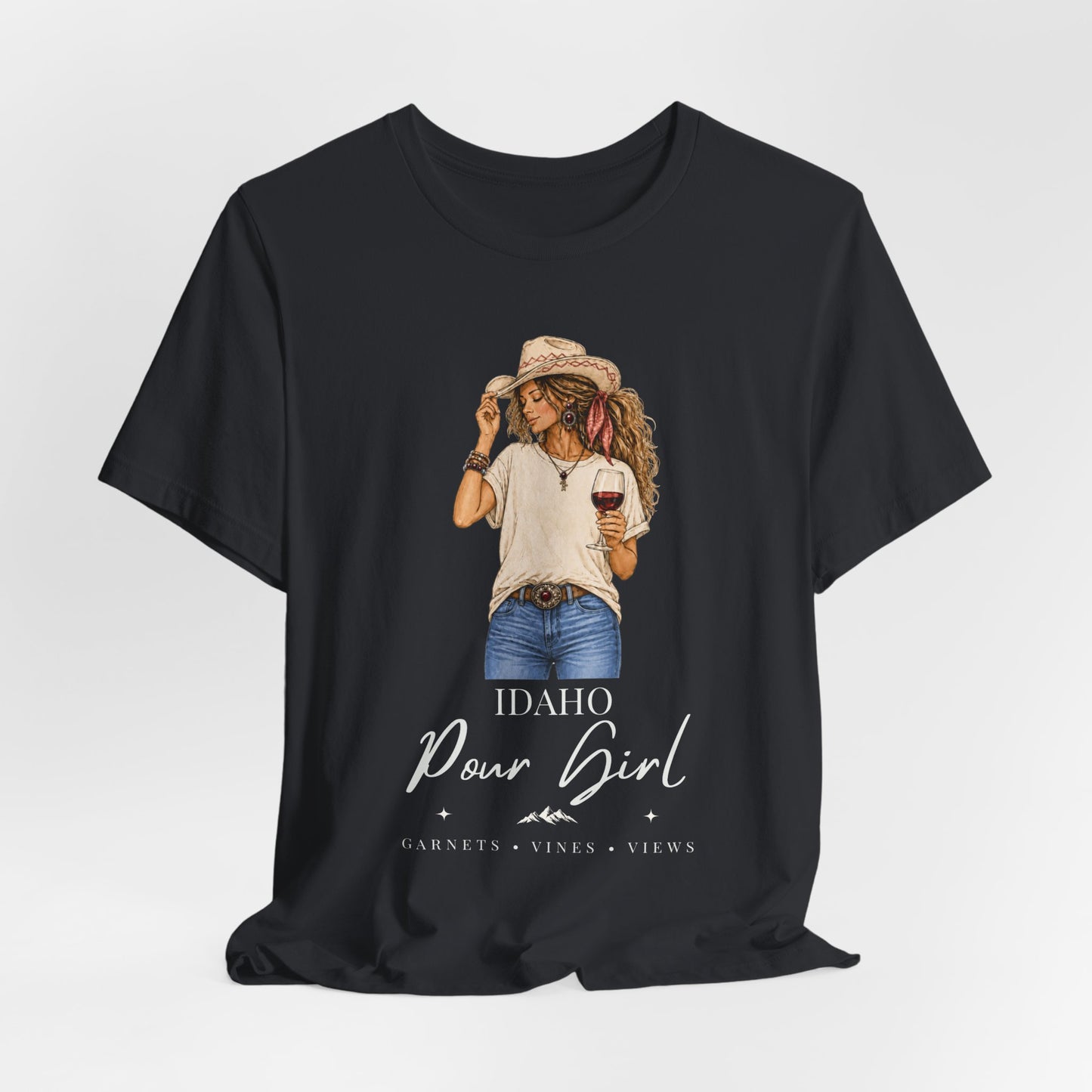 Idaho Pour Girl Tee | Wine Lover Cowgirl Graphic T-Shirt