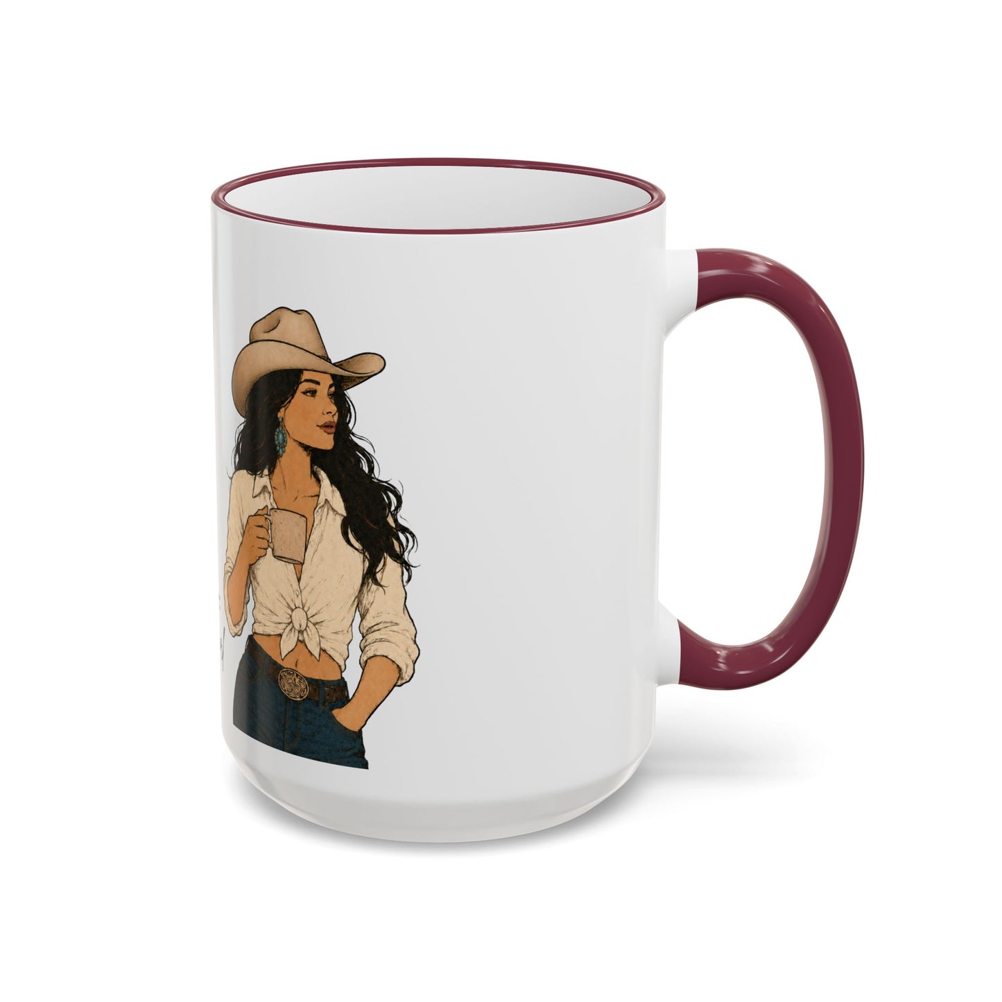 Cowgirl Coffee Mug – "A Little Bit of Caffeine, A Whole Lot of Cowgirl" Accent Rim & Handle
