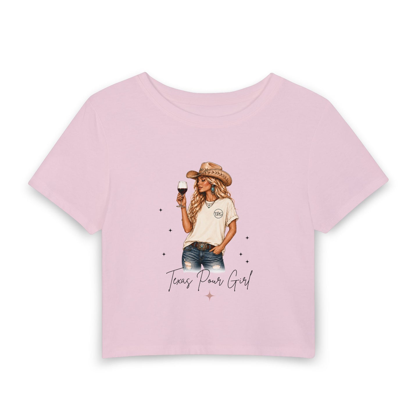 Texas Pour Girl Crop Tee | Cowgirl Wine Graphic Baby Tee