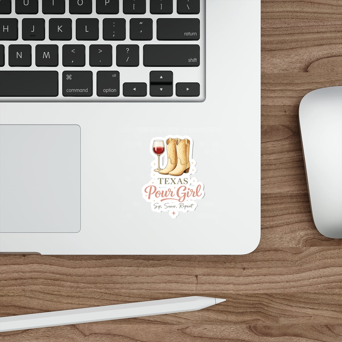 Texas Pour Girl Die-Cut Sticker — Cowboy Boots & Wine Glass Sticker (Sip, Savor, Repeat)