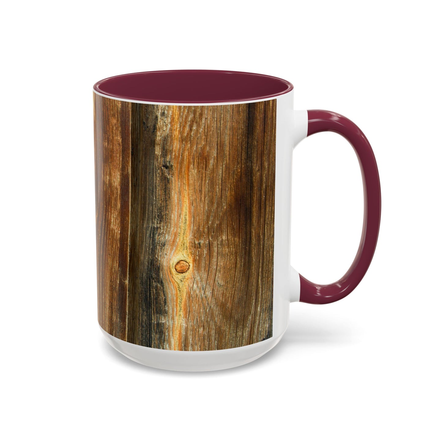 Rustic Wood Grain Coffee Mug — Cozy Cabin 11oz & 15oz (Room for Cream)
