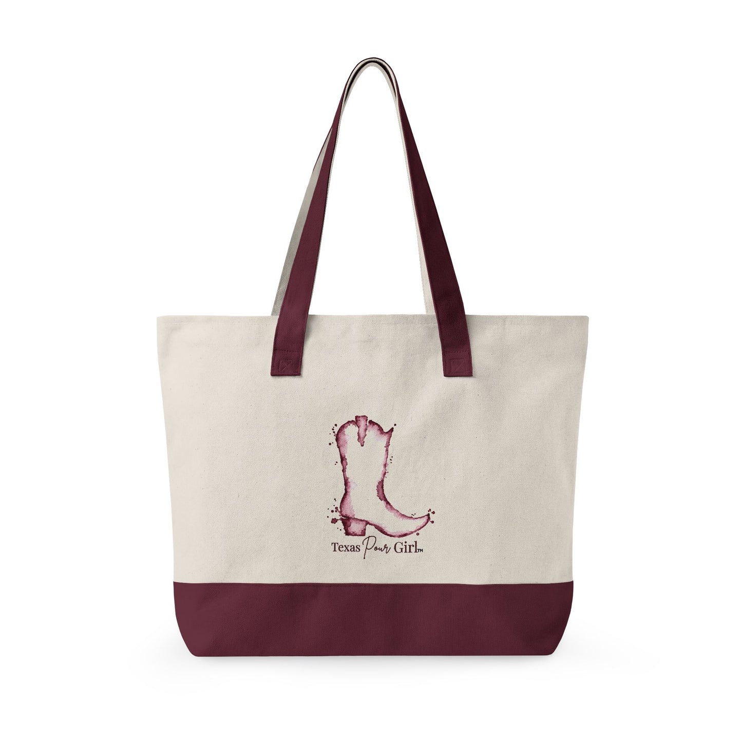 Canvas Tote Bag — Wine Splash 'My Wine Has a Texas Accent' Zippered Tote