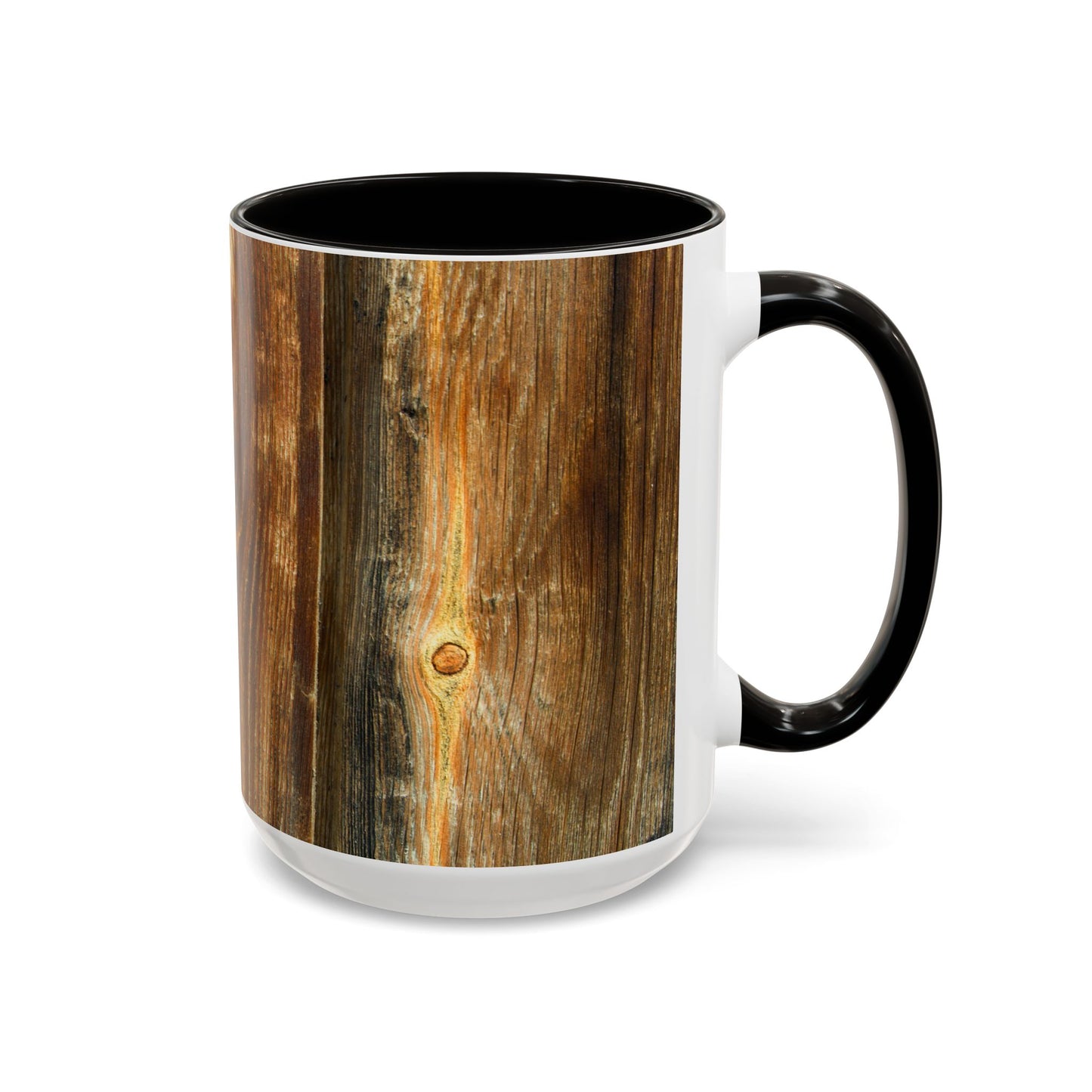 Rustic Wood Grain Coffee Mug — Cozy Cabin 11oz & 15oz (Room for Cream)
