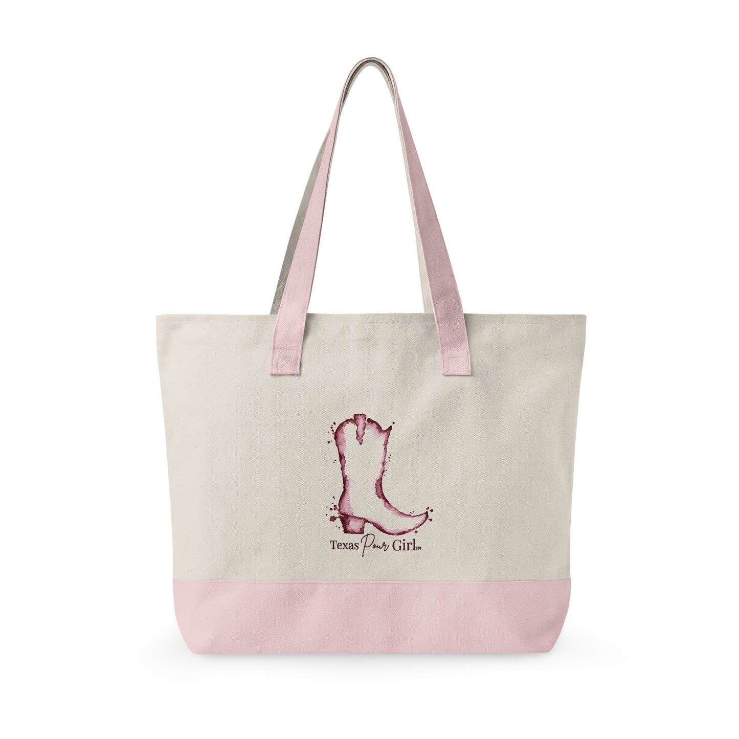 Canvas Tote Bag — Wine Splash 'My Wine Has a Texas Accent' Zippered Tote