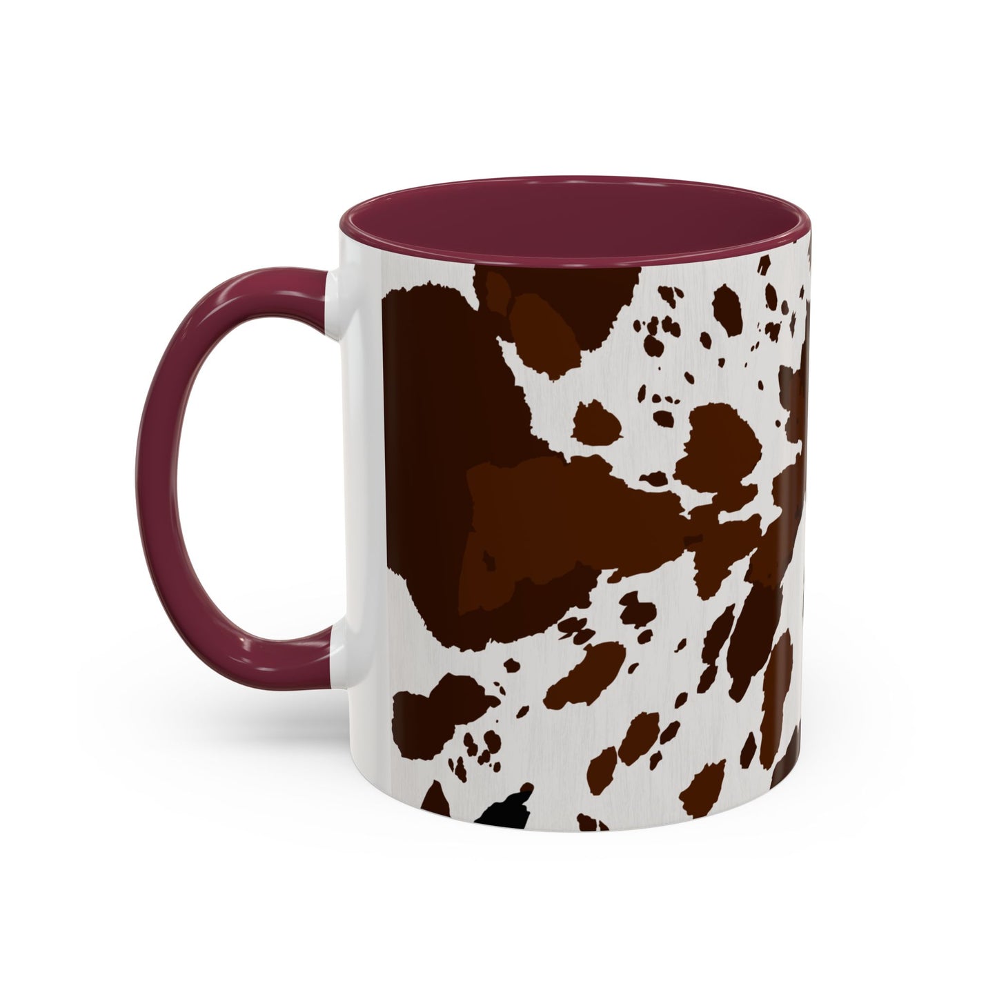 Cow Print Coffee Mug — Brown Cowhide Pattern Ceramic Mug (11oz & 15oz)