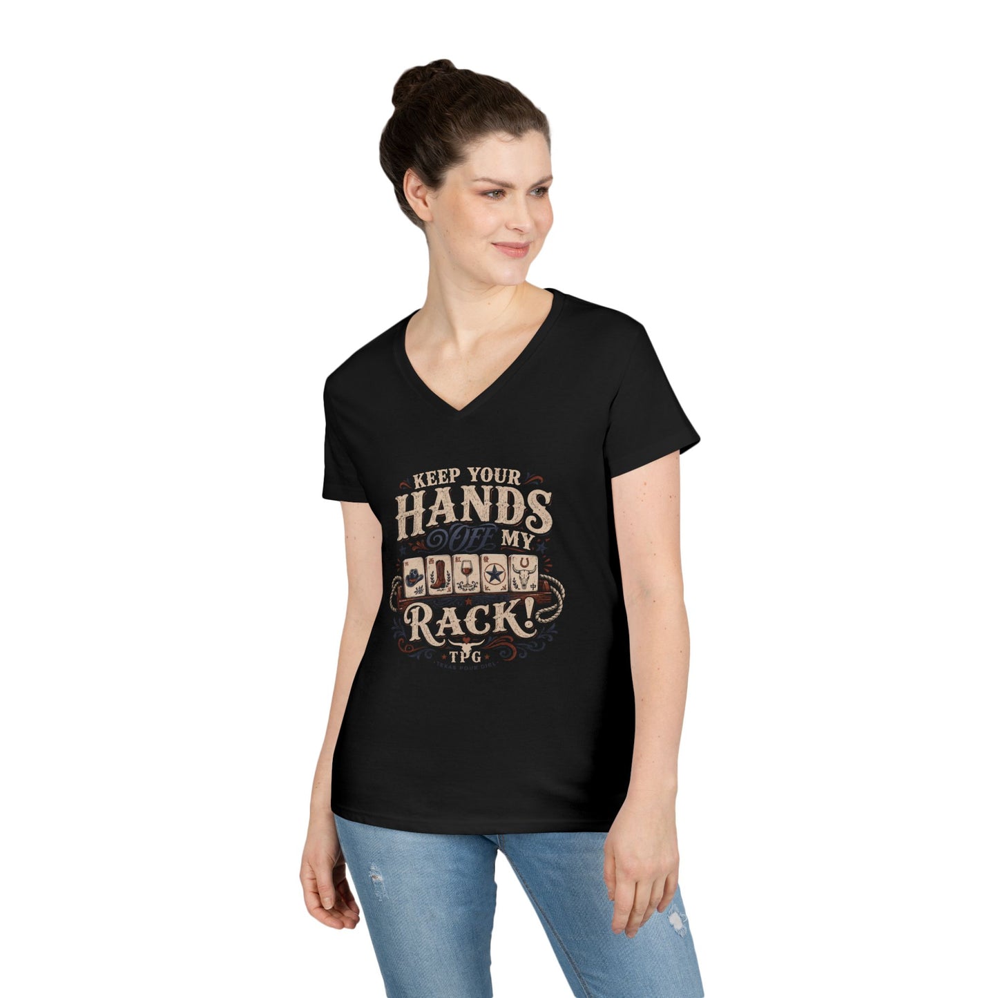Keep Your Hands Off My Rack Ladies' V-Neck T-Shirt