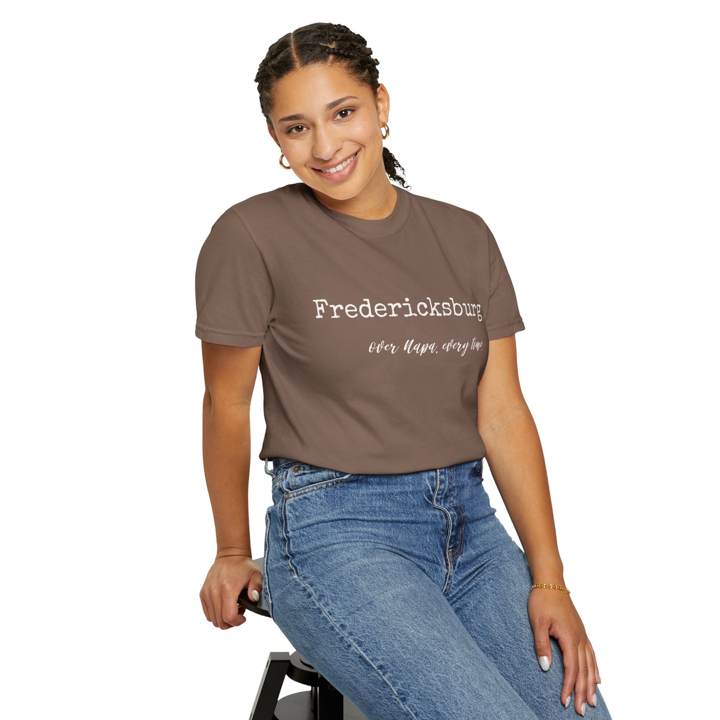 Texas Wine Proud Woman | Comfort Colors Tee - "Fredericksburg Over Napa, Every Time"