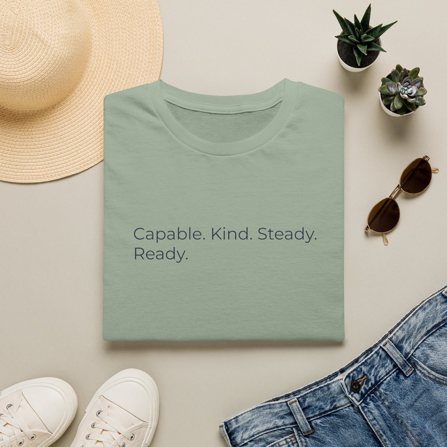 Capable. Kind. Steady. Ready. — Sweet Motivational T-Shirt for Parents Raising Sons