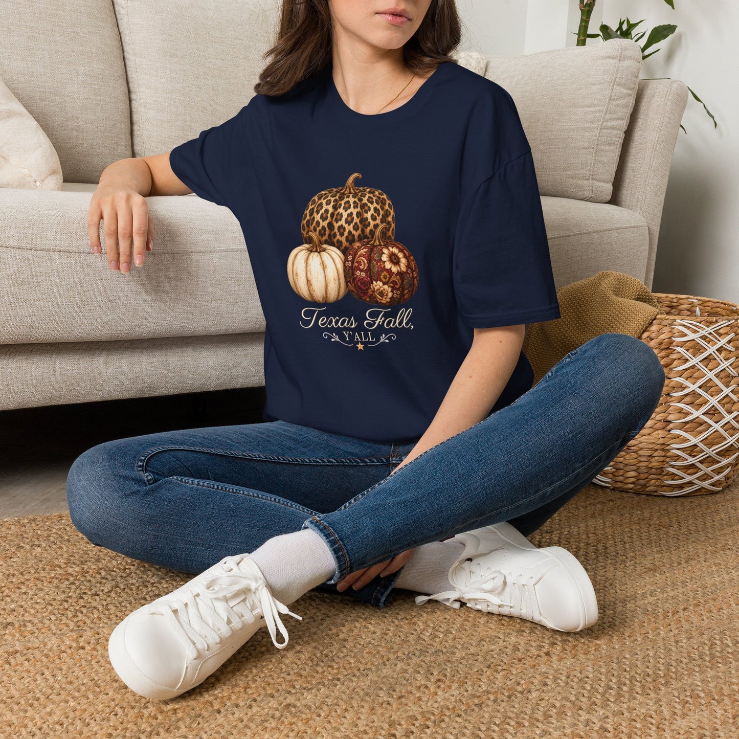 Fall Pumpkin Trio T-Shirt — “Texas Fall Y’all” Autumn Graphic Tee
