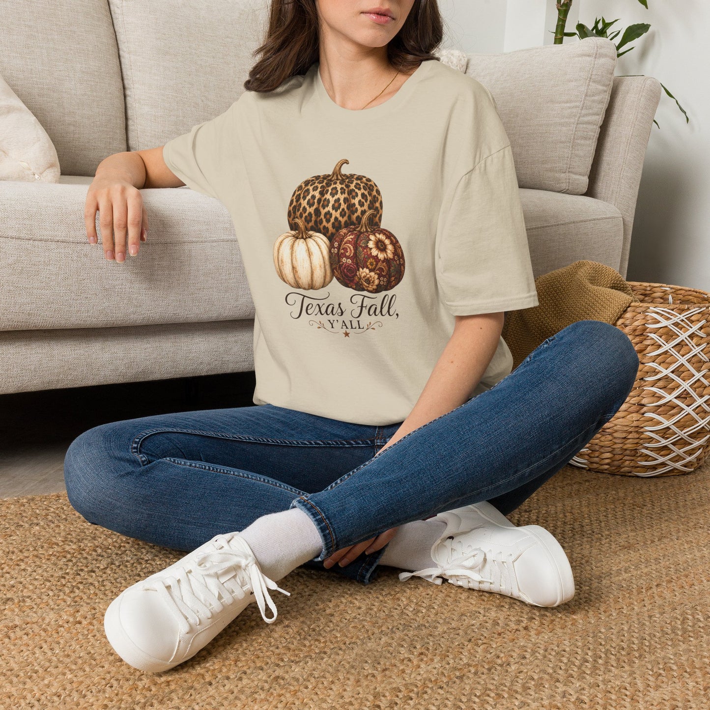 Fall Pumpkin Trio T-Shirt — “Texas Fall Y’all” Autumn Graphic Tee