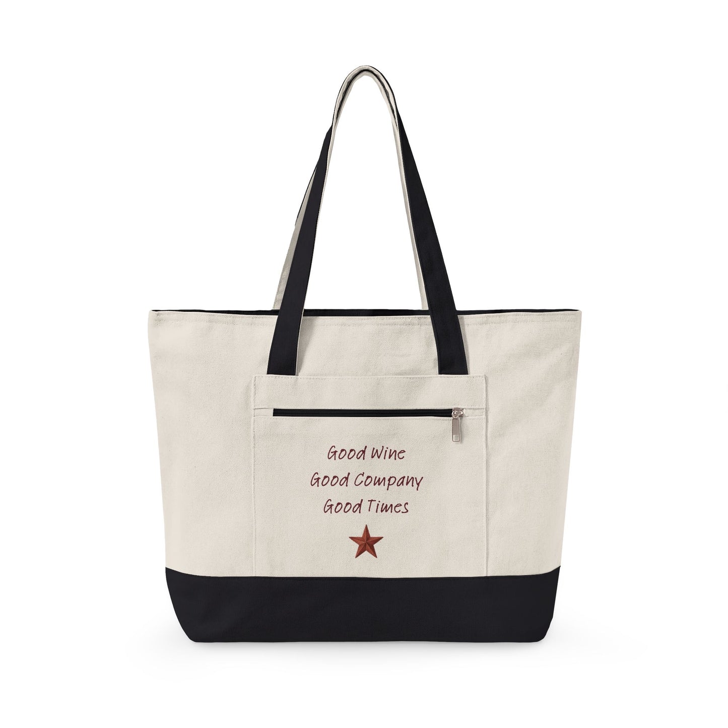 Zippered Canvas Tote — "Good Vibes, Good Company, Good Times" Texas Pride Tote