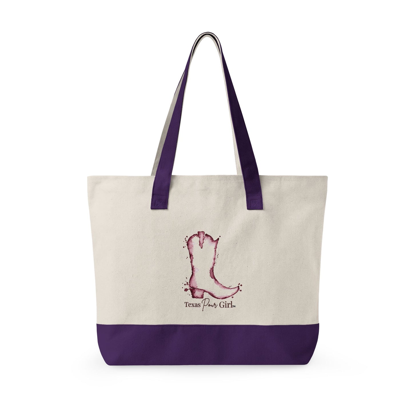 Canvas Tote Bag — Wine Splash 'My Wine Has a Texas Accent' Zippered Tote