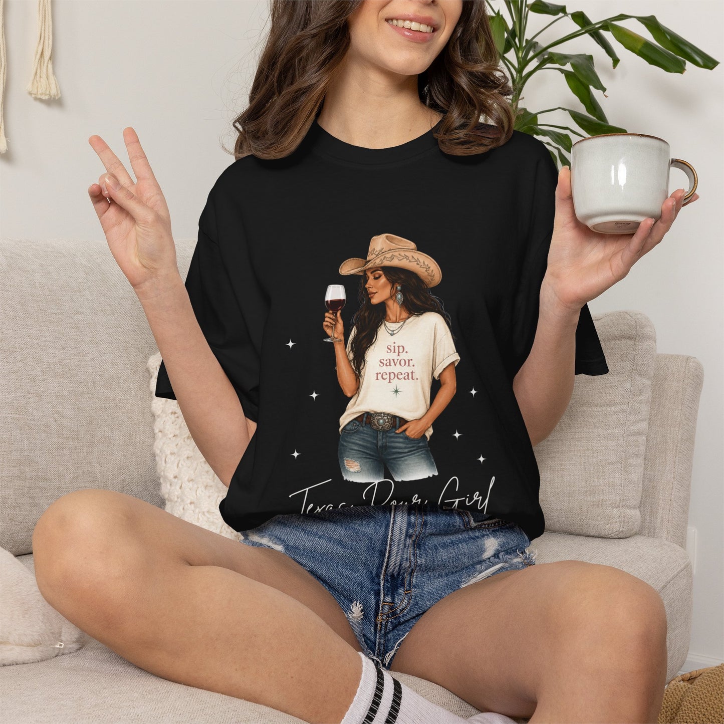 The Brunette | Texas Pour Girl Everyday Girls Tee | Western Wine Shirt Women