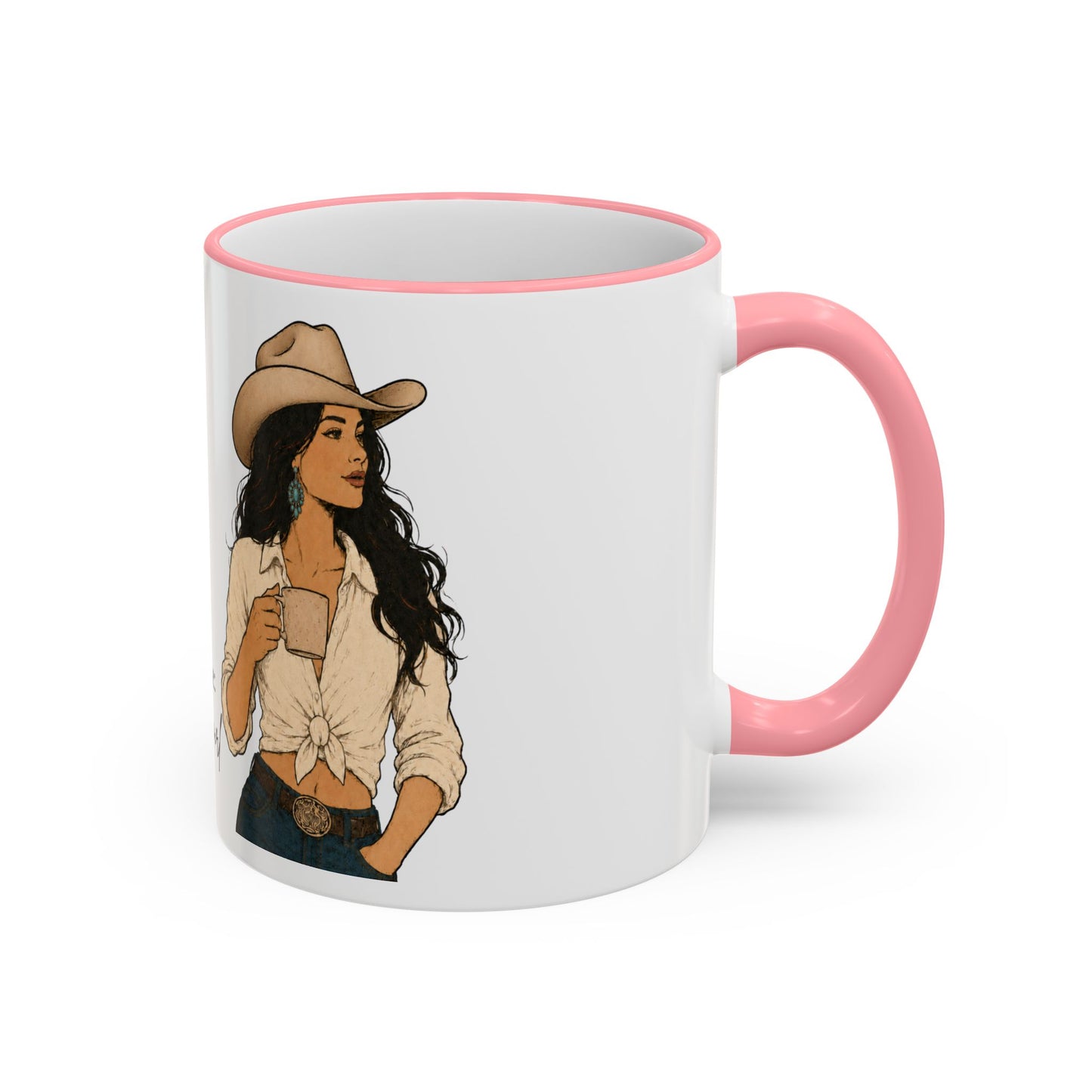 Cowgirl Coffee Mug – "A Little Bit of Caffeine, A Whole Lot of Cowgirl" Accent Rim & Handle