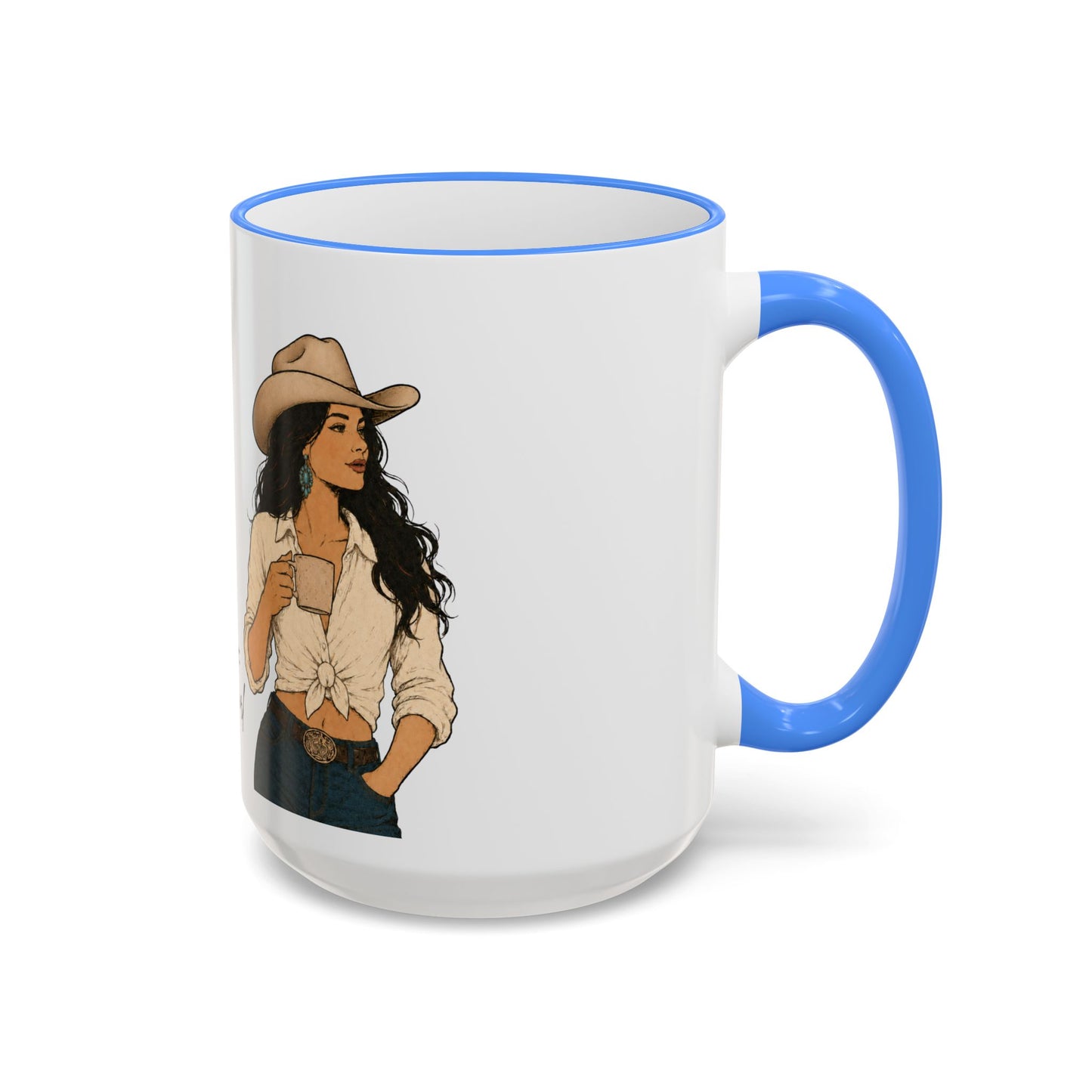 Cowgirl Coffee Mug – "A Little Bit of Caffeine, A Whole Lot of Cowgirl" Accent Rim & Handle