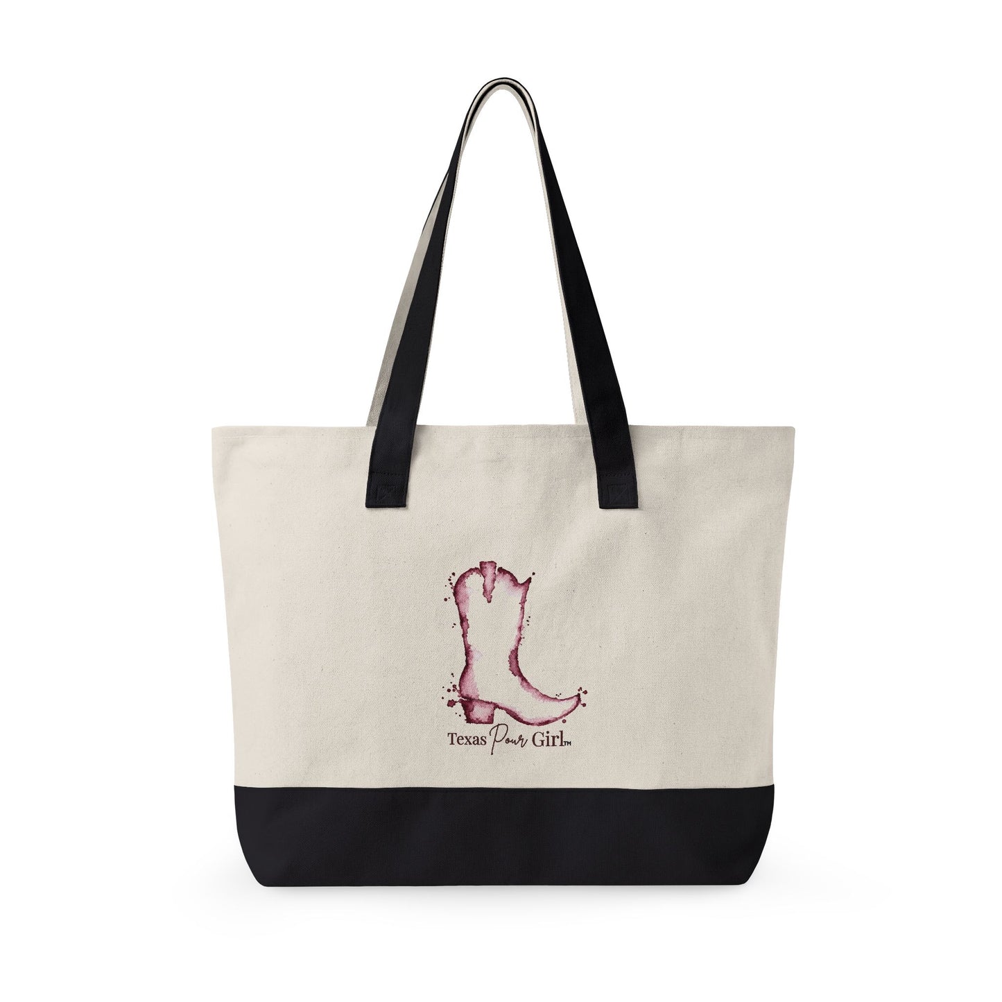 Canvas Tote Bag — Wine Splash 'My Wine Has a Texas Accent' Zippered Tote