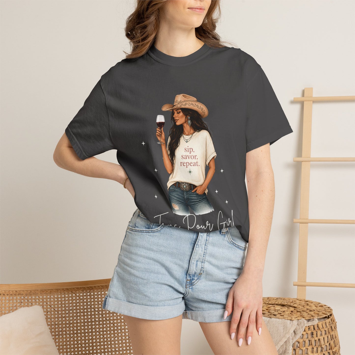 The Brunette | Texas Pour Girl Everyday Girls Tee | Western Wine Shirt Women