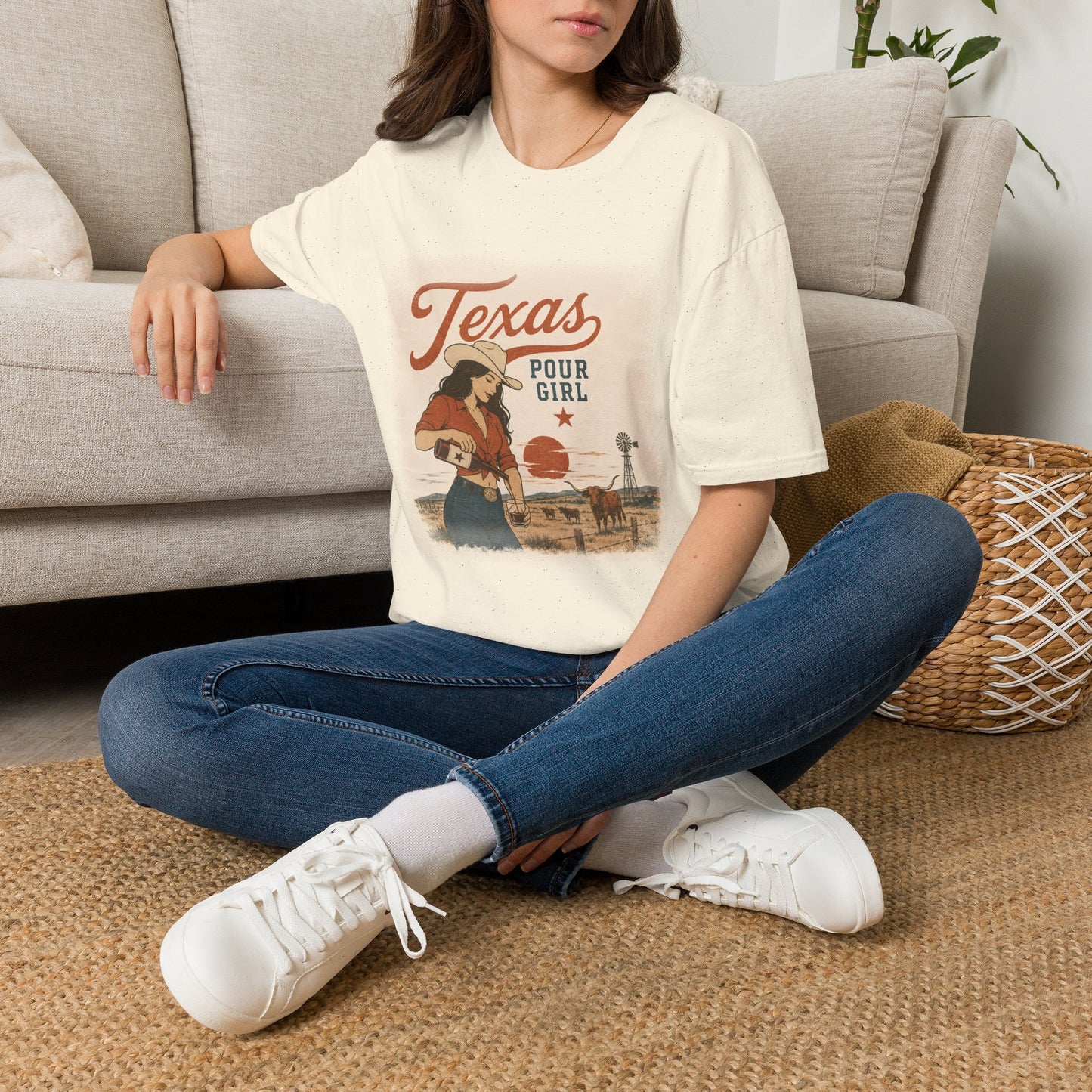 Texas Pour Girl T-Shirt — Vintage Cowgirl Wine Lover Tee