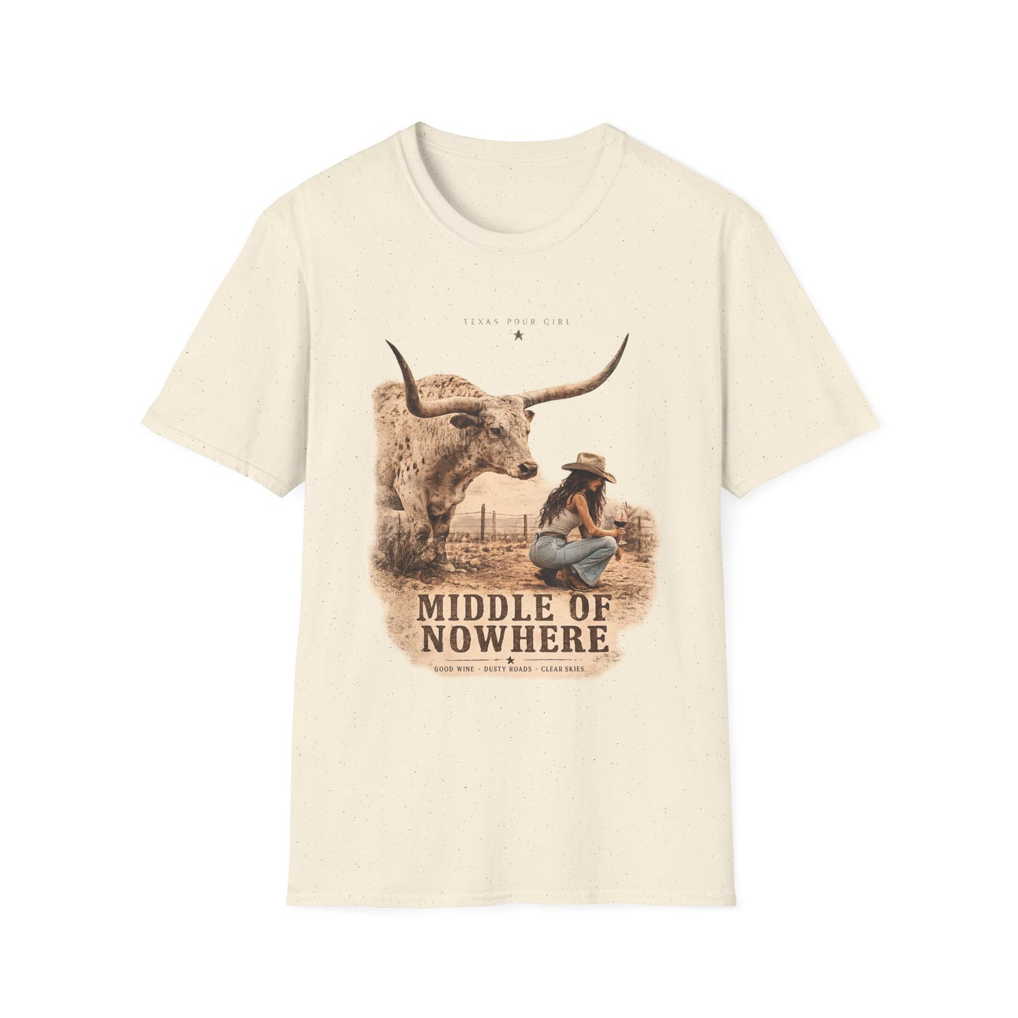 Middle of Nowhere Western T-Shirt — Vintage Longhorn & Cowgirl Graphic