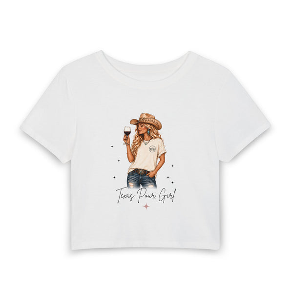 Texas Pour Girl Crop Tee | Cowgirl Wine Graphic Baby Tee