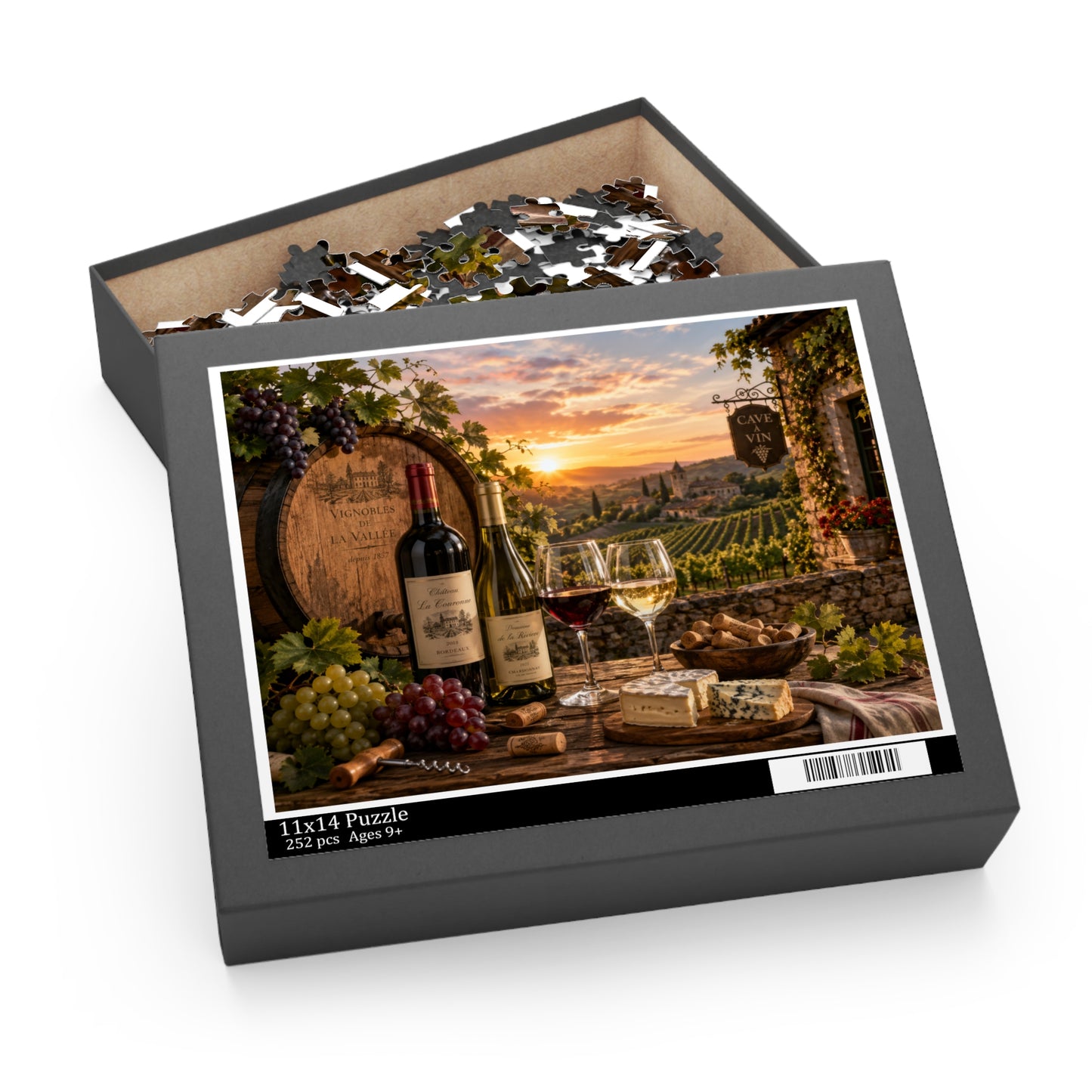 Vineyard Sunset Wine & Cheese Puzzle (500/252/120 Piece)