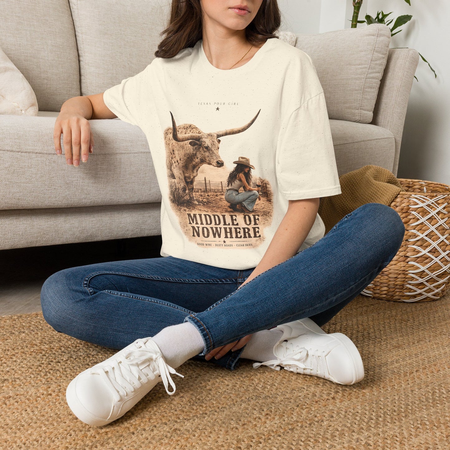 Middle of Nowhere Western T-Shirt — Vintage Longhorn & Cowgirl Graphic
