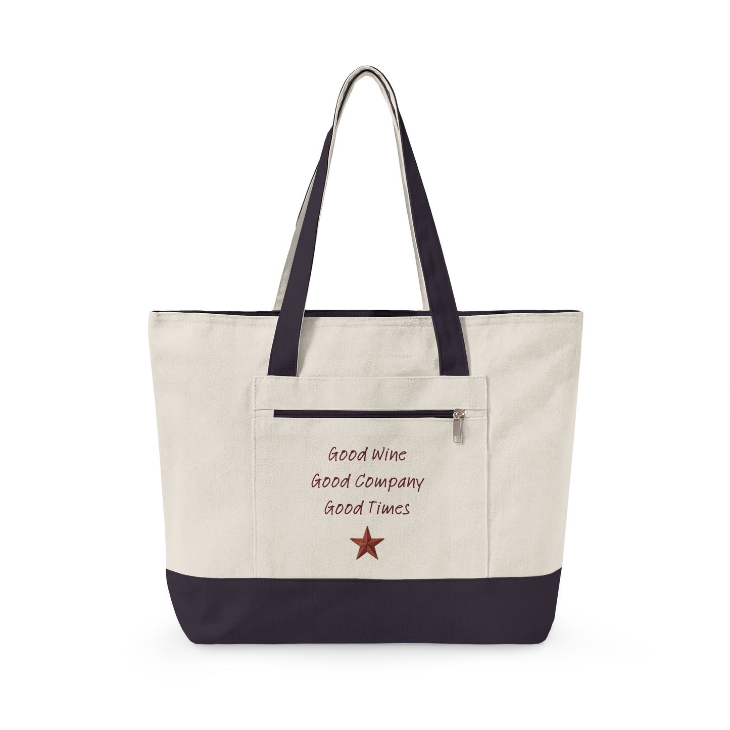 Zippered Canvas Tote — "Good Vibes, Good Company, Good Times" Texas Pride Tote