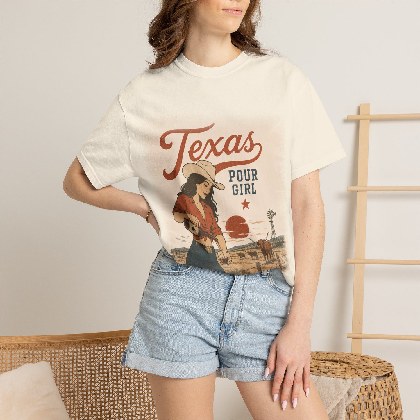 Texas Pour Girl T-Shirt — Retro Cowgirl Graphic Tee