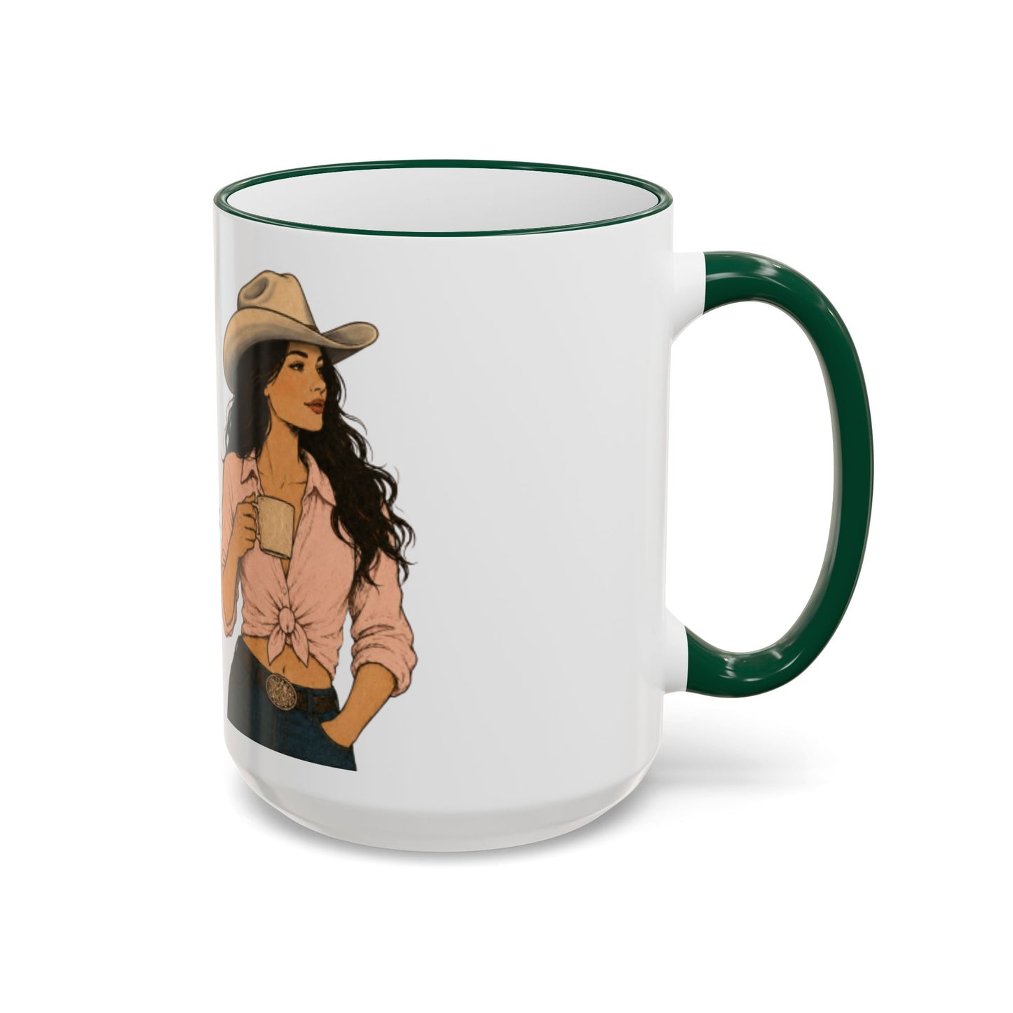 Cowgirl Coffee Mug – “Pretending this is Rosé” Accent Rim & Handle Ceramic Mug