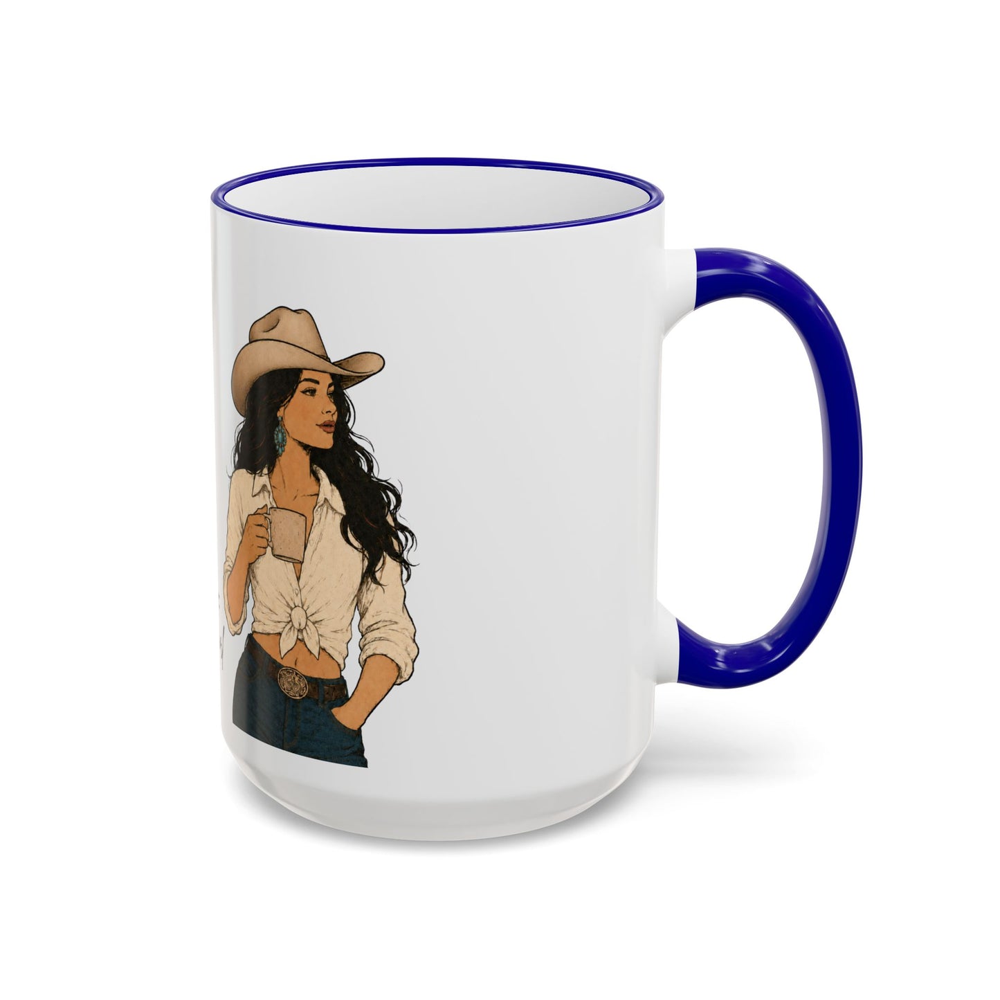 Cowgirl Coffee Mug – "A Little Bit of Caffeine, A Whole Lot of Cowgirl" Accent Rim & Handle