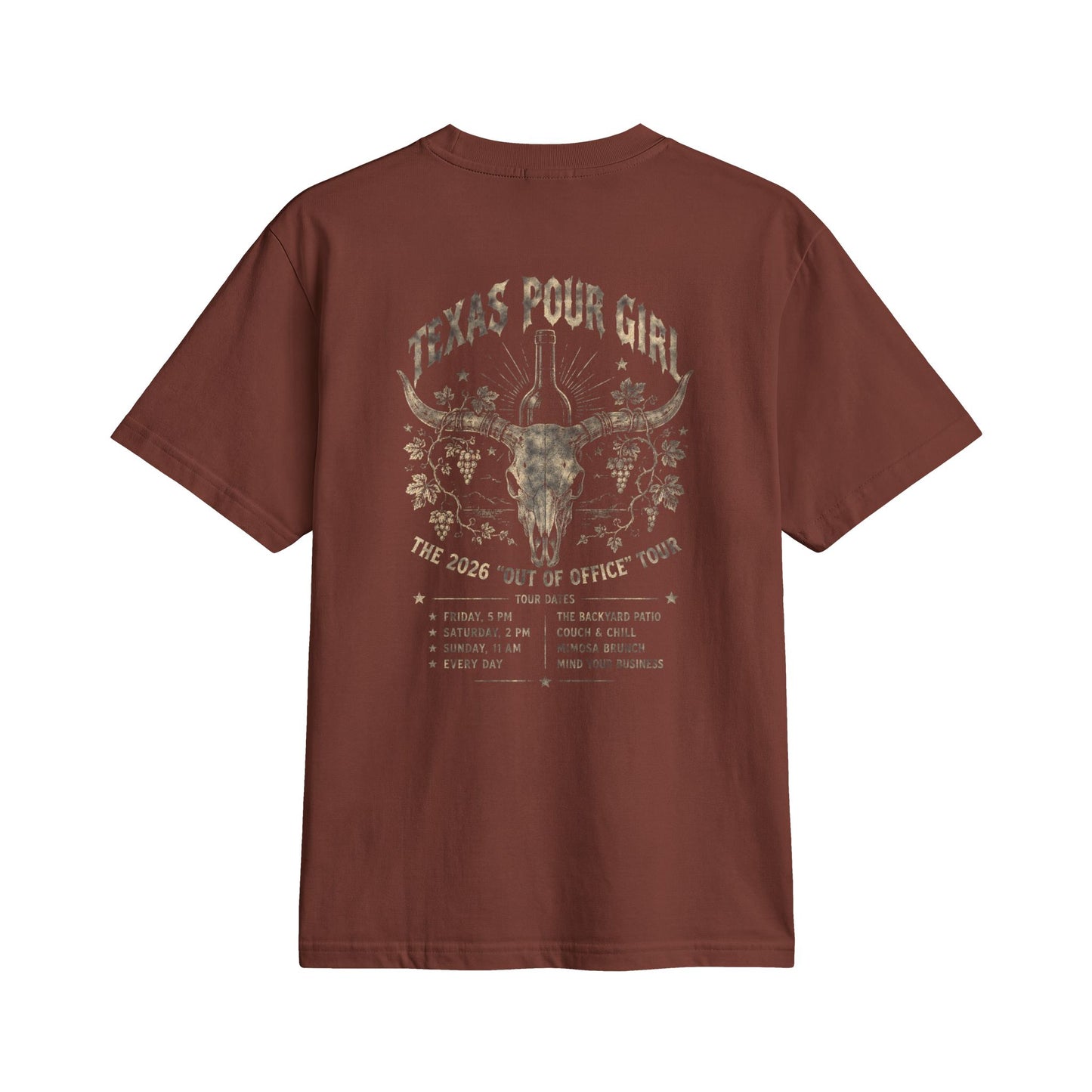 Western Skull Tee — “Texas Pour Girl” Vintage Cowgirl T-Shirt