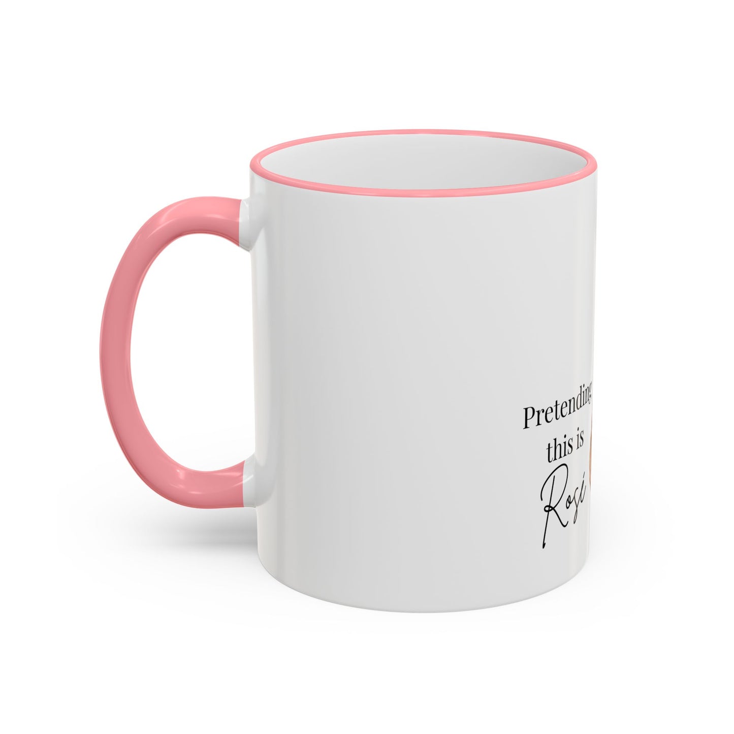 Cowgirl Coffee Mug – “Pretending this is Rosé” Accent Rim & Handle Ceramic Mug
