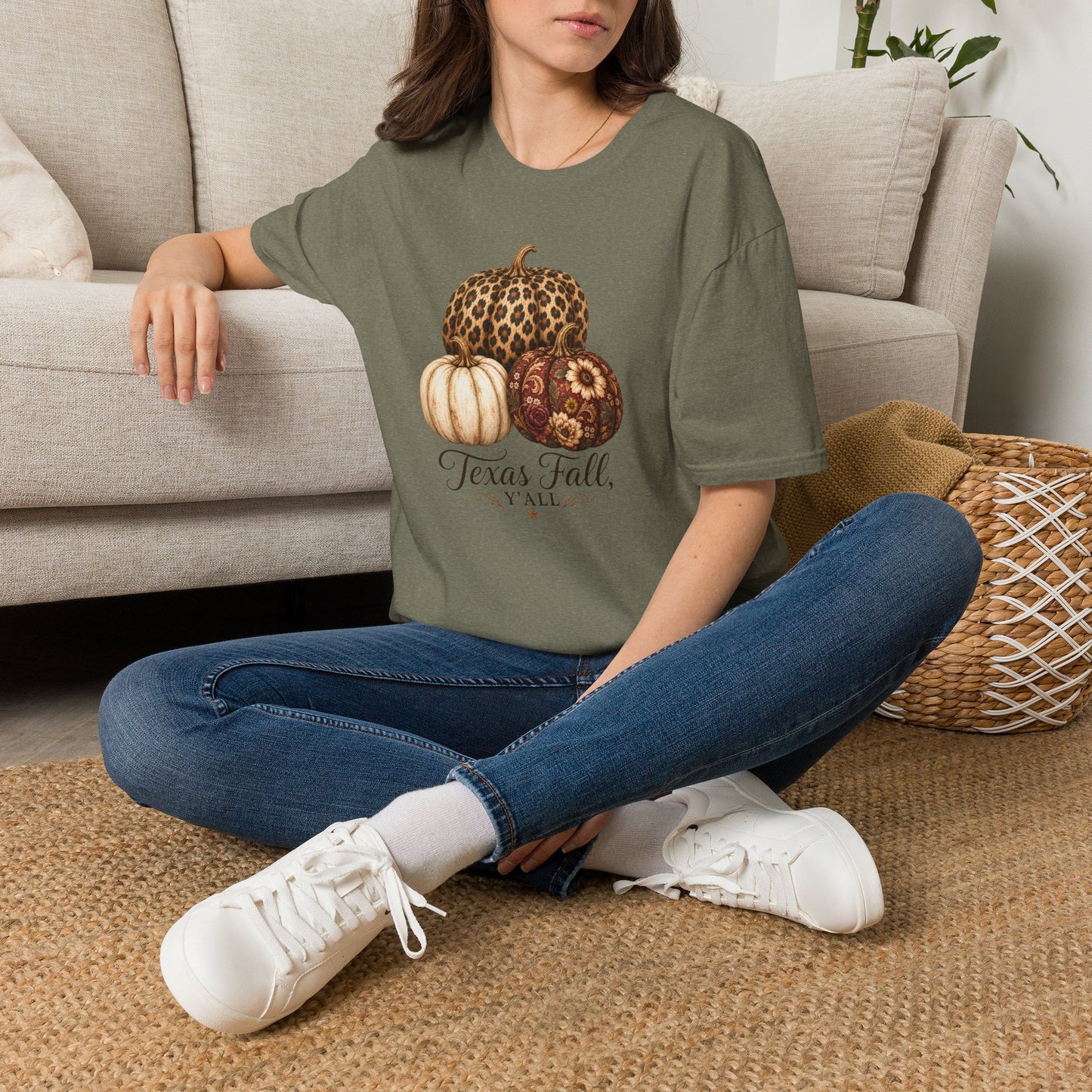 Fall Pumpkin Trio T-Shirt — “Texas Fall Y’all” Autumn Graphic Tee