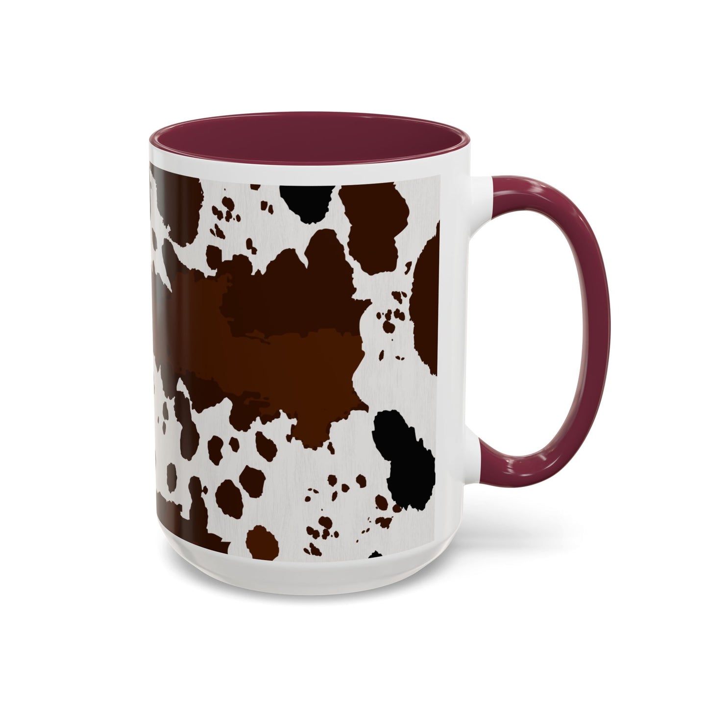 Cow Print Coffee Mug — Brown Cowhide Pattern Ceramic Mug (11oz & 15oz)