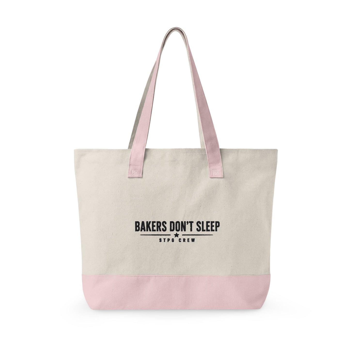 Canvas Tote Bag – 'Bakers Don’t Sleep' Zippered Market Tote with Bakery Seal Graphic