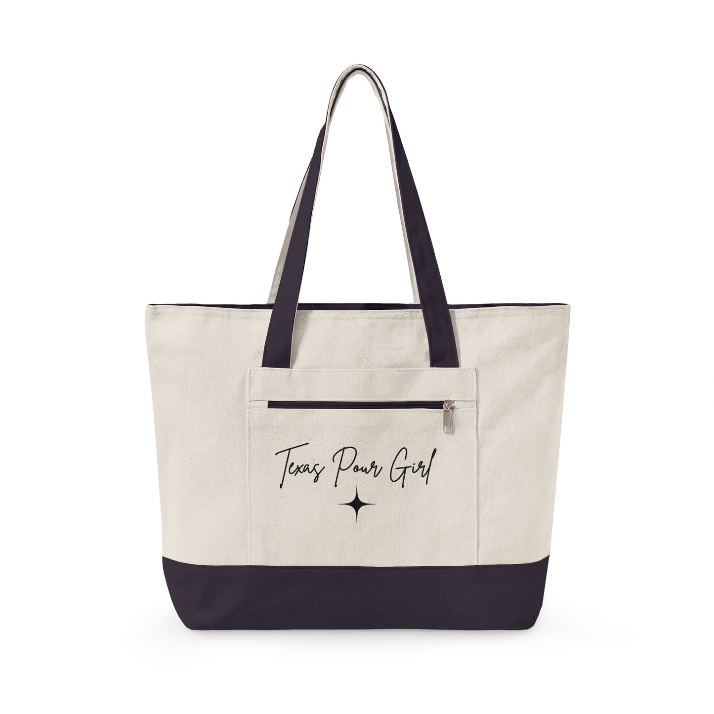 Texas Pour Girl Canvas Tote — "First Stop Worth Staying For" Girls Trip Chronicles Zippered Tote