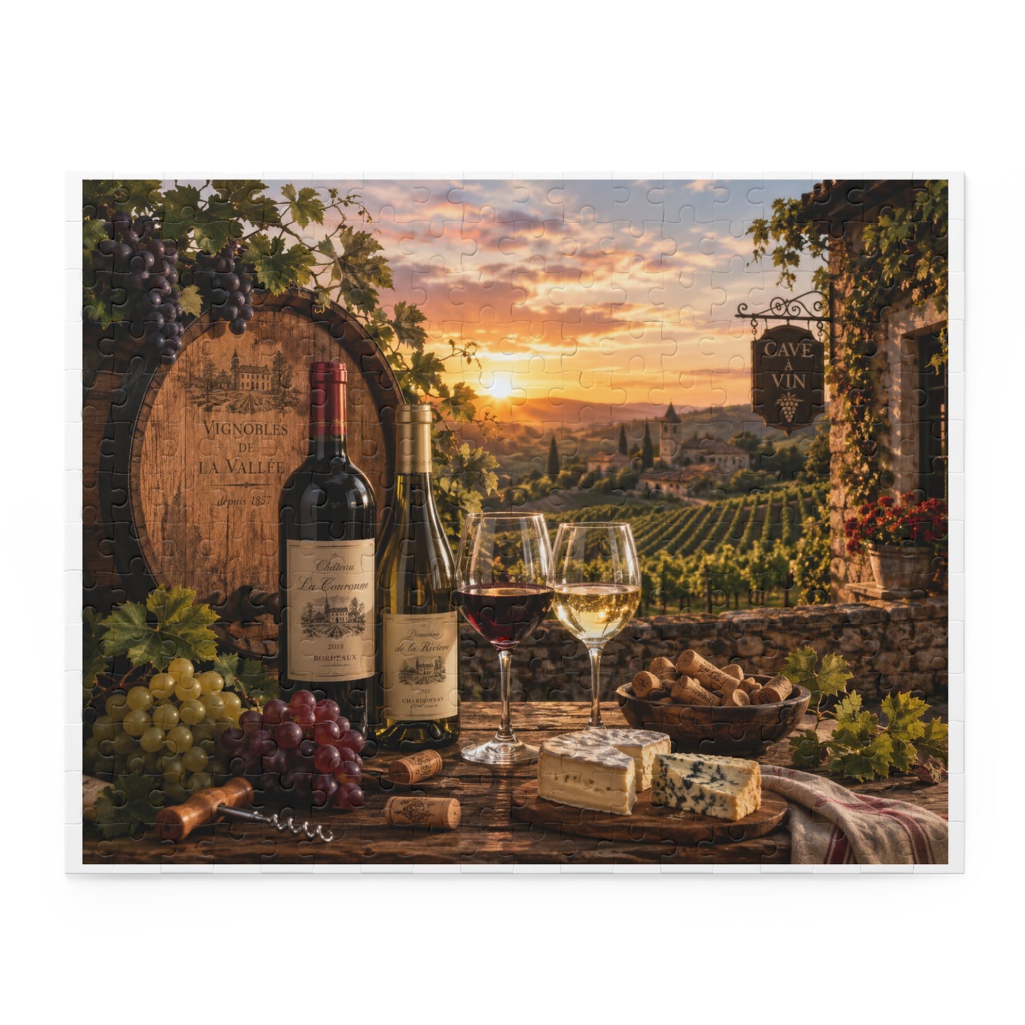 Vineyard Sunset Wine & Cheese Puzzle (500/252/120 Piece)