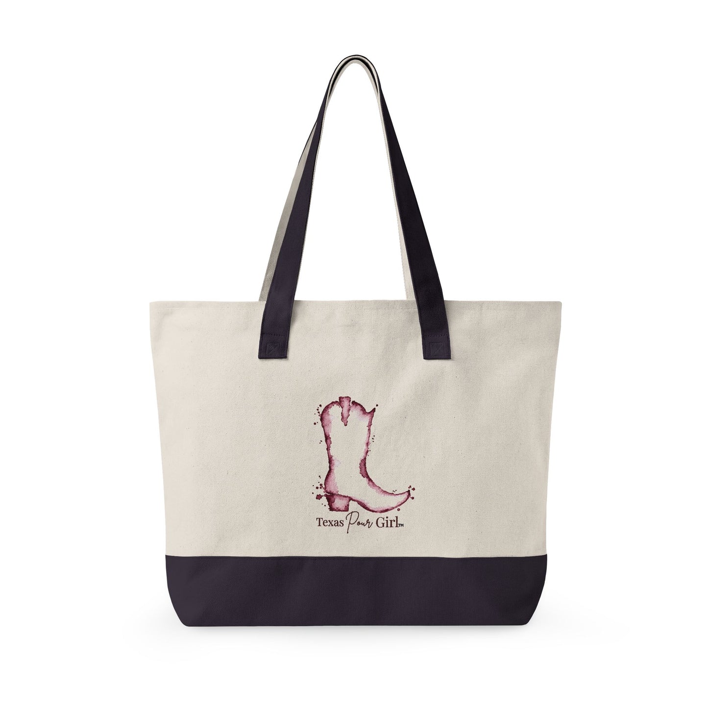 Canvas Tote Bag — Wine Splash 'My Wine Has a Texas Accent' Zippered Tote