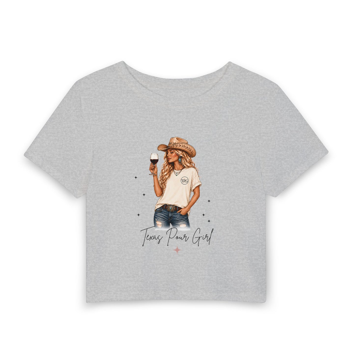 Texas Pour Girl Crop Tee | Cowgirl Wine Graphic Baby Tee