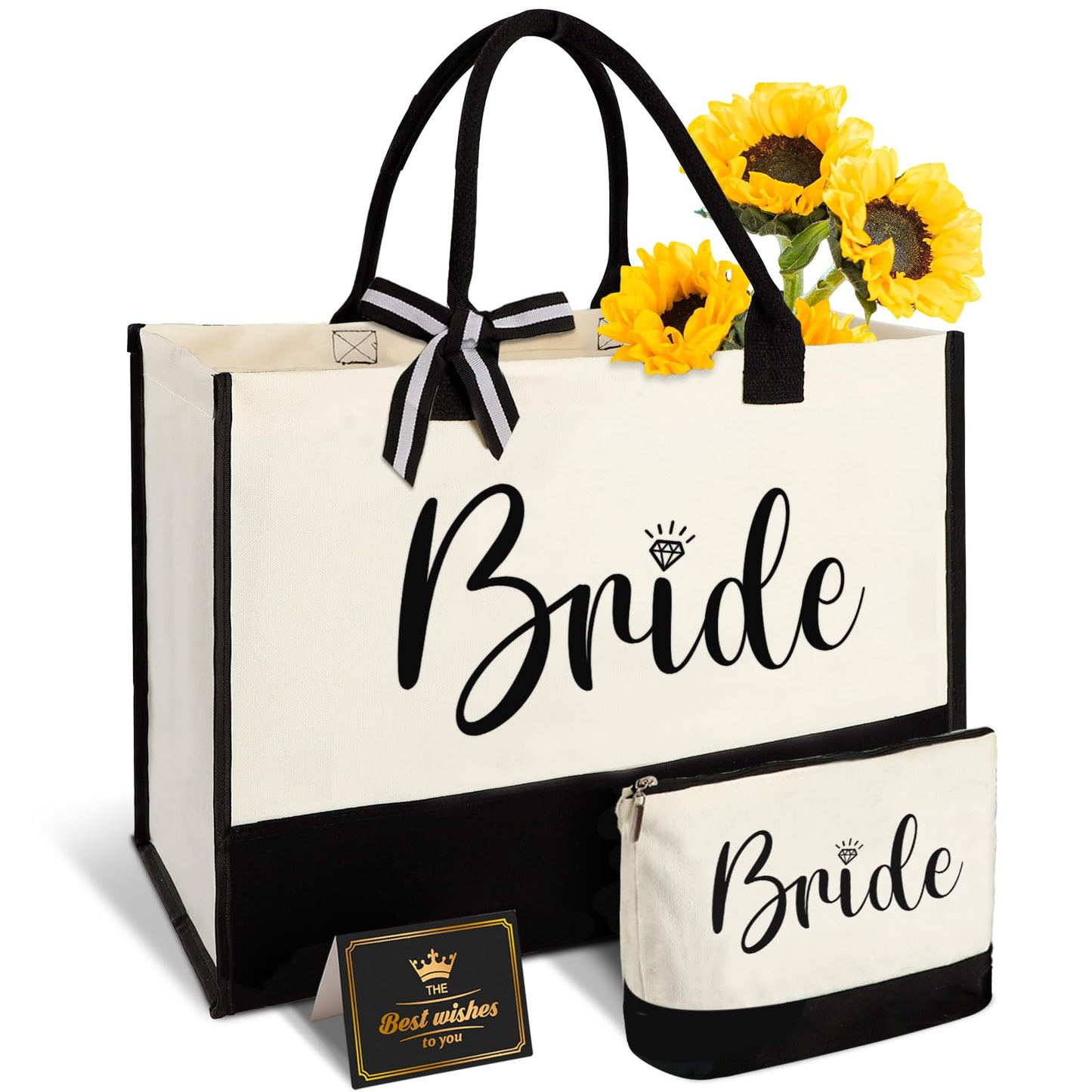 Bride Canvas Tote & Makeup Bag Set | Bridal Shower Gift | Bachelorette Gift for the Bride