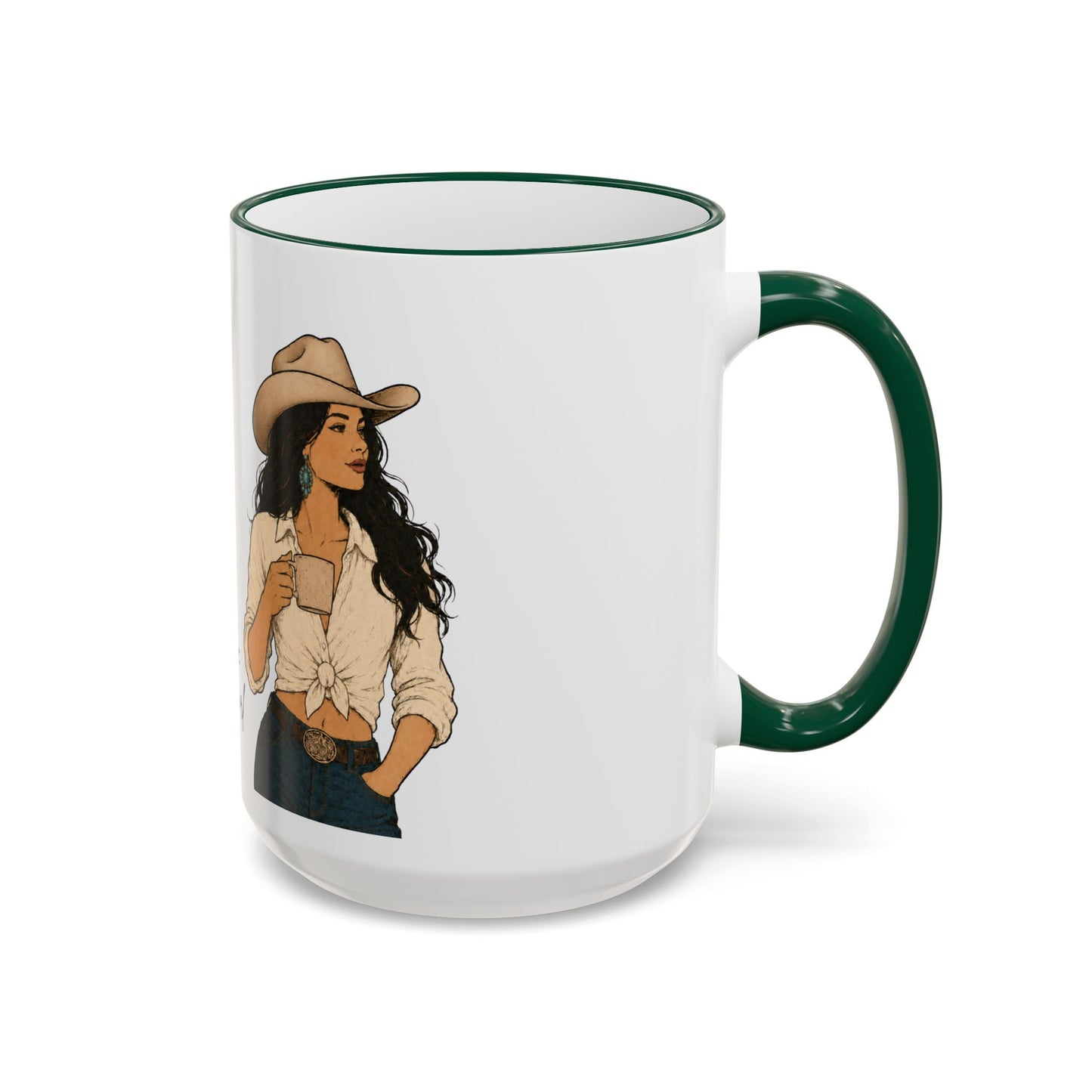 Cowgirl Coffee Mug – "A Little Bit of Caffeine, A Whole Lot of Cowgirl" Accent Rim & Handle