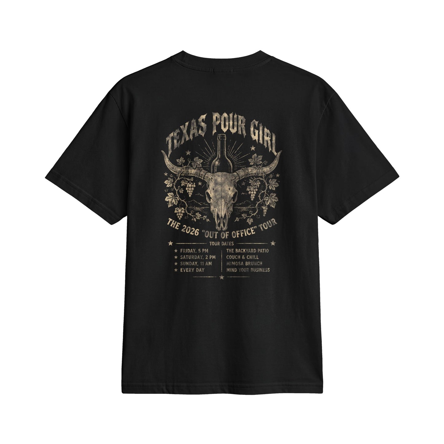 Western Skull Tee — “Texas Pour Girl” Vintage Cowgirl T-Shirt