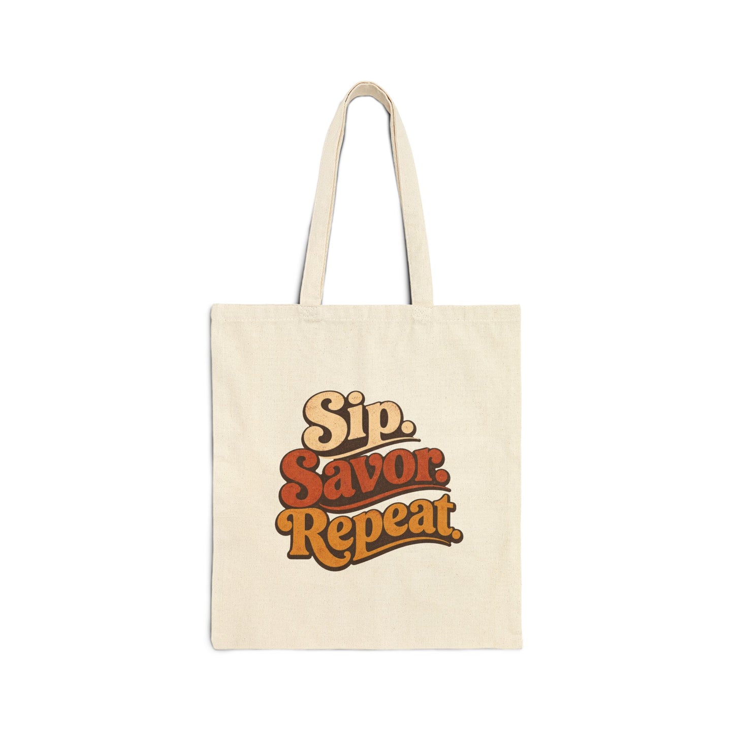 Tote Bag — "Sip. Savor. Repeat." Retro Wine Canvas Tote